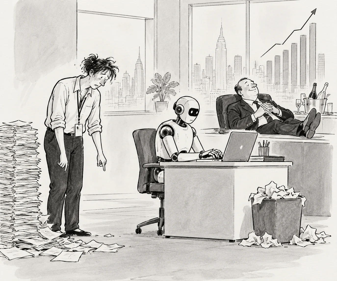 Illustration accompanying Who serves whom in the human–AI team?